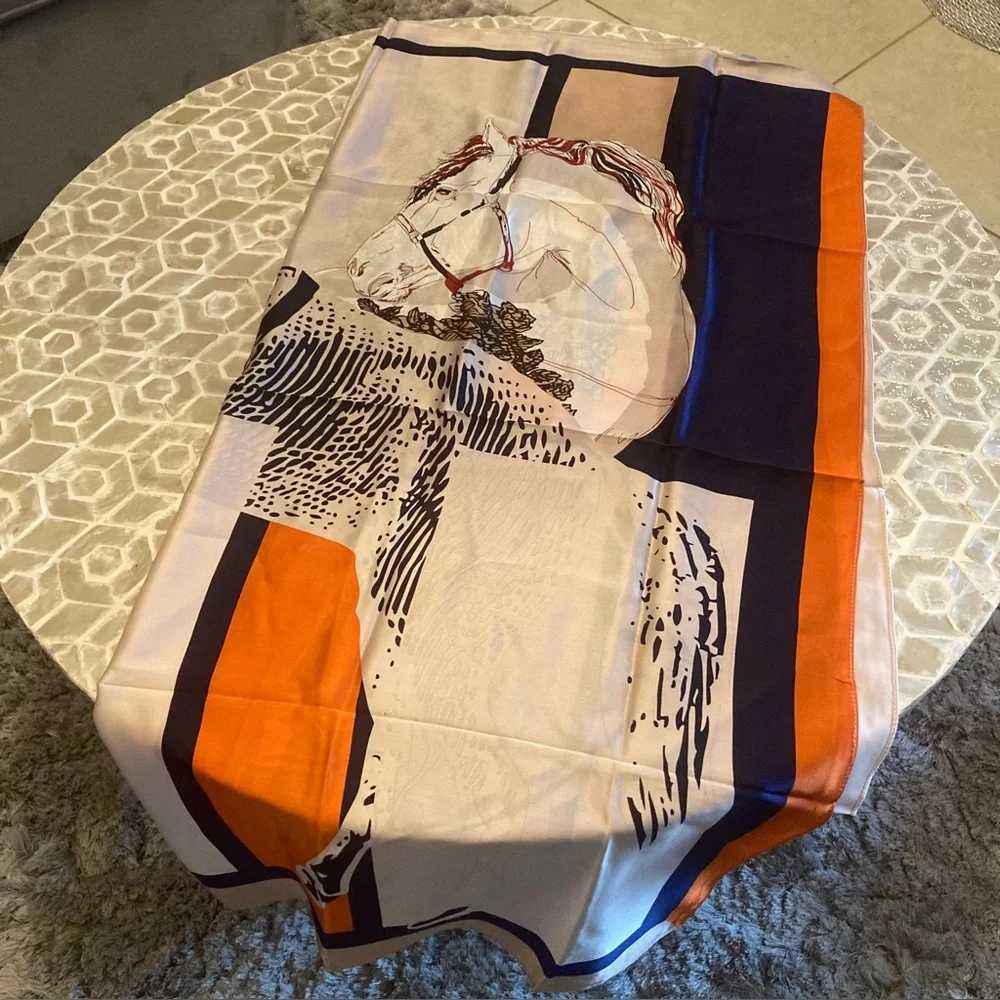 ANDANTINO 100% Pure Mulberry Silk Scarf 35'' Large Square Lightweight Scarf